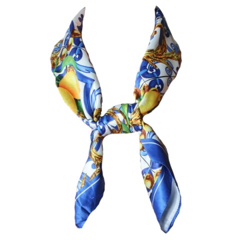 APASZKA CHUSTA DAMSKA NA GŁOWĘ POD SZYJĘ Satynowa CYTRYNY Wzór 1 Włochy