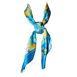 APASZKA CHUSTA DAMSKA NA GŁOWĘ POD SZYJĘ Satynowa CYTRYNY Wzór 7 Włochy