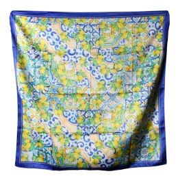 APASZKA CHUSTA DAMSKA NA GŁOWĘ POD SZYJĘ Satynowa CYTRYNY Wzór 8 Włochy