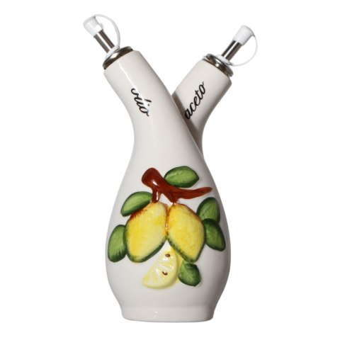 BUTELKA NA OLIWĘ OCET PODWÓJNA 2w1 z Dozownikiem Ceramika Cytryna