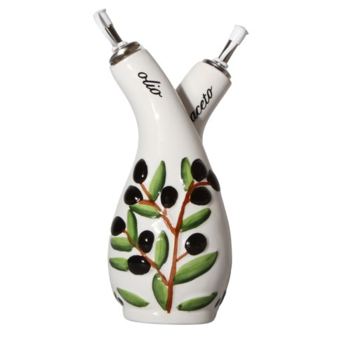 BUTELKA NA OLIWĘ OCET PODWÓJNA 2w1 z Dozownikiem Ceramika Oliwka