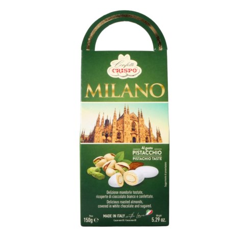 CRISPO MILANO Migdały w Białej Czekoladzie PISTACJOWE 150g Włochy