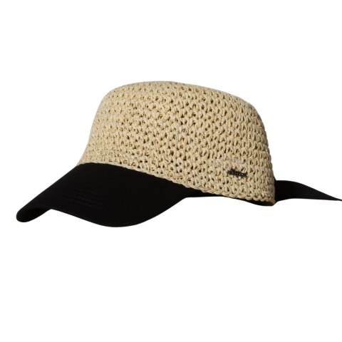 CZAPKA DAMSKA SŁOMKOWA Bejsbolówka Lato z Czarnym Daszkiem Kokarda