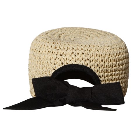 CZAPKA DAMSKA SŁOMKOWA Bejsbolówka Lato z Czarnym Daszkiem Kokarda