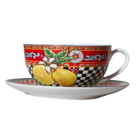 DZBANEK Z FILIŻANKĄ + Spodek DO HERBATY Ceramika Kuferek Box