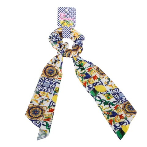 GUMKA DO WŁOSÓW SCRUNCHIES Apaszka Wstążka CYTRYNY Wzór 8 Włochy