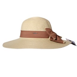 KAPELUSZ SŁOMKOWY DAMSKI Letni Beżowy Brązowa Kokardka