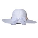 KAPELUSZ SŁOMKOWY DAMSKI Letni Biały Łańcuszek Duże Rondo Biała Kokarda