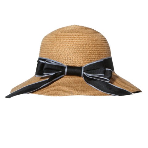 KAPELUSZ SŁOMKOWY DAMSKI Letni Brązowy Kokardka Czarna