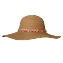 KAPELUSZ SŁOMKOWY DAMSKI Letni Brązowy Łańcuszek Duże Rondo Kokarda