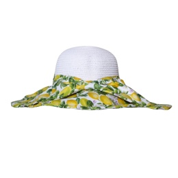 KAPELUSZ SŁOMKOWY DAMSKI Letni CYTRYNY Biały