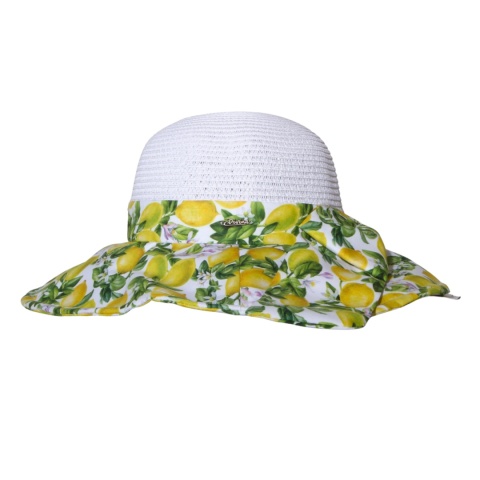 KAPELUSZ SŁOMKOWY DAMSKI Letni CYTRYNY Biały
