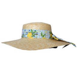 KAPELUSZ SŁOMKOWY DAMSKI Letni CYTRYNY Duże Rondo Kokarda