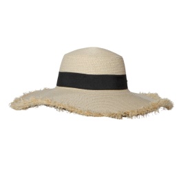 KAPELUSZ SŁOMKOWY DAMSKI Letni Plażowy Beżowy Czarna Kokarda Duże Rondo