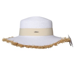 KAPELUSZ SŁOMKOWY DAMSKI Letni Plażowy Biały Beżowa Kokarda