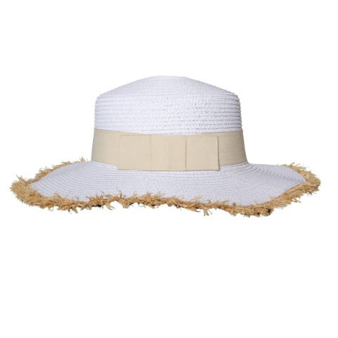 KAPELUSZ SŁOMKOWY DAMSKI Letni Plażowy Biały Beżowa Kokarda
