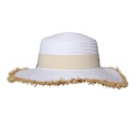 KAPELUSZ SŁOMKOWY DAMSKI Letni Plażowy Biały Beżowa Kokarda