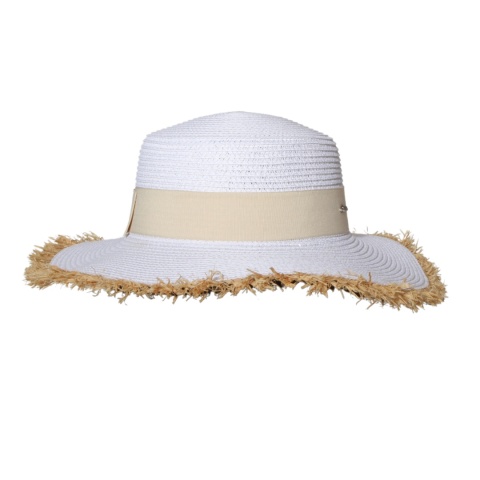 KAPELUSZ SŁOMKOWY DAMSKI Letni Plażowy Biały Beżowa Kokarda
