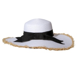 KAPELUSZ SŁOMKOWY DAMSKI Letni Plażowy Biały Czarna Kokarda Duże Rondo