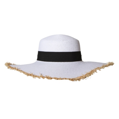 KAPELUSZ SŁOMKOWY DAMSKI Letni Plażowy Biały Czarna Kokarda Duże Rondo