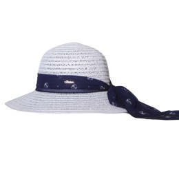 KAPELUSZ SŁOMKOWY DAMSKI Letni Plażowy Biały Kotwica