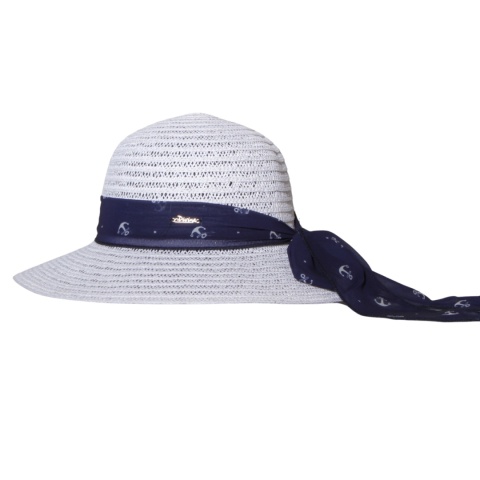 KAPELUSZ SŁOMKOWY DAMSKI Letni Plażowy Biały Kotwica