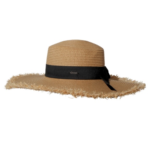 KAPELUSZ SŁOMKOWY DAMSKI Letni Plażowy Brązowy Czarna Kokarda Duże Rondo