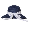 KAPELUSZ SŁOMKOWY DAMSKI Letni Plażowy Granatowy Kotwica