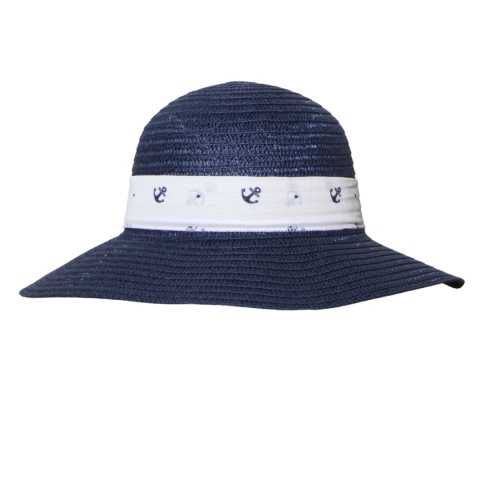 KAPELUSZ SŁOMKOWY DAMSKI Letni Plażowy Granatowy Kotwica