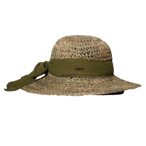 KAPELUSZ SŁOMKOWY DAMSKI Letni Plażowy HANDMADE Kokarda Khaki