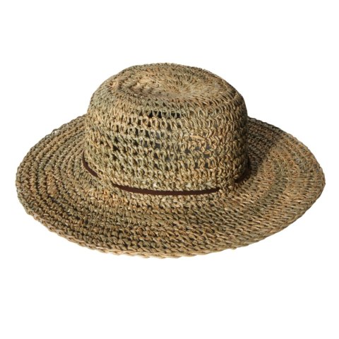 KAPELUSZ SŁOMKOWY DAMSKI Letni Plażowy HANDMADE z Trawy Morskiej