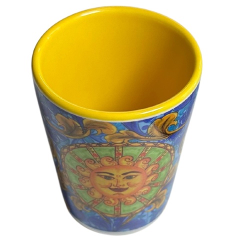 KIELISZEK SZKŁO CERAMICZNE z Majoliki SŁOŃCE ŻÓŁTY 50ml Ceramika Włochy
