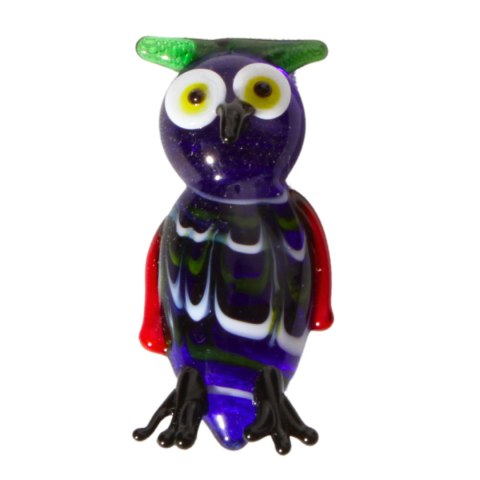 MAGNES SZKLANA DEKORACJA Sowa Granatowa 4cm