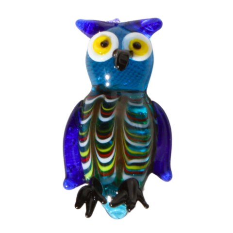 MAGNES SZKLANA DEKORACJA Sowa Niebieska 4cm