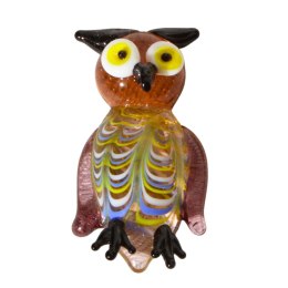 MAGNES SZKLANA DEKORACJA Sowa Różowa 4cm