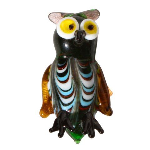 MAGNES SZKLANA DEKORACJA Sowa Zielona 4cm