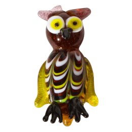 MAGNES SZKLANA DEKORACJA Sowa Żółta 4cm