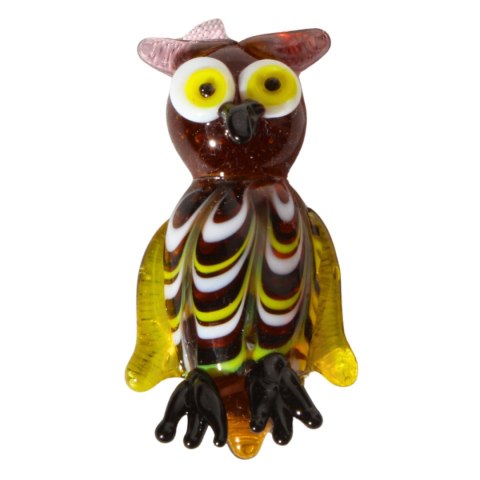 MAGNES SZKLANA DEKORACJA Sowa Żółta 4cm