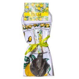 Nóż do Pizzy Biały + Ścierka Kuchenna Prezent Włochy