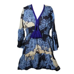 SUKIENKA LETNIA BOHO 100% Bawełna Granatowo-Beżowa Włochy