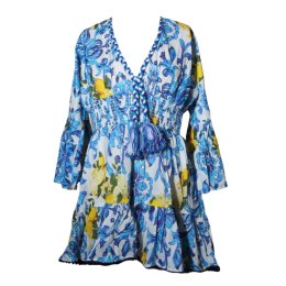 SUKIENKA LETNIA BOHO w CYTRYNY 100% Bawełna Wzór 1 Włochy