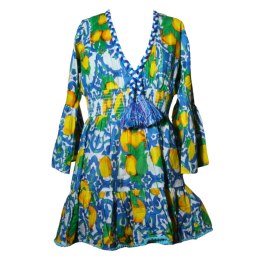 SUKIENKA LETNIA BOHO w CYTRYNY 100% Bawełna Wzór 2 Włochy