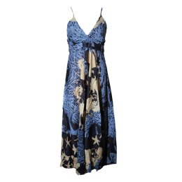 SUKIENKA MAXI LETNIA Ramiączka 100% Bawełna Granatowo-Beżowa Włochy