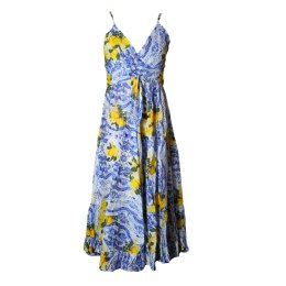 SUKIENKA MAXI LETNIA Ramiączka w CYTRYNY 100% Bawełna Wzór 2 Włochy