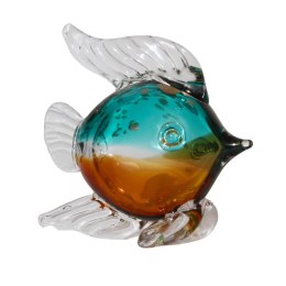 SZKLANA DEKORACJA Ryba Niebiesko-Bursztynowa 20cm