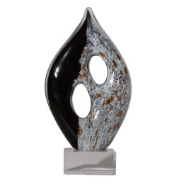 SZKLANA DEKORACJA Rzeźba Czarno-Biała Szklana Podstawa 20cm