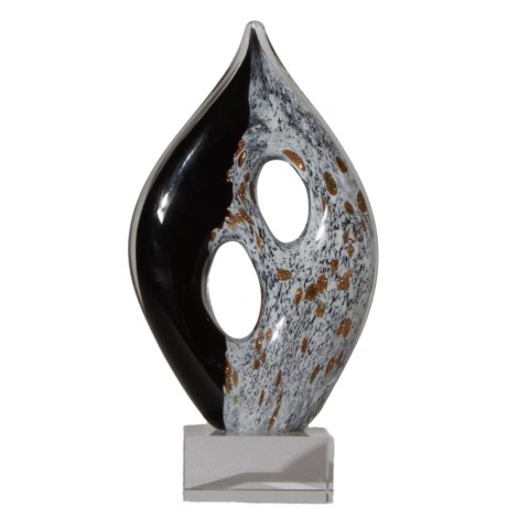 SZKLANA DEKORACJA Rzeźba Czarno-Biała Szklana Podstawa 20cm