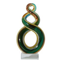 SZKLANA DEKORACJA Rzeźba Kolorowa Szklana Podstawa 19cm
