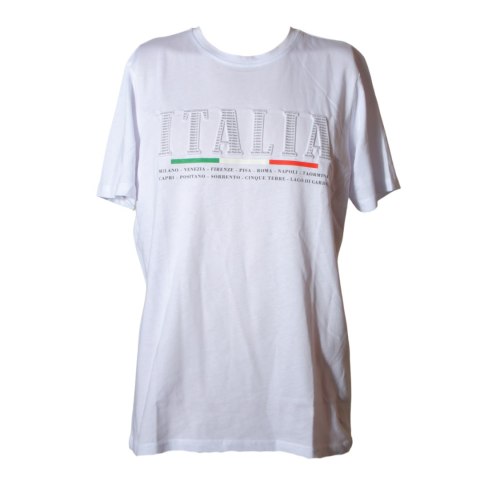 T-SHIRT KOSZULKA MĘSKA ITALIA Biała M Włochy Italy