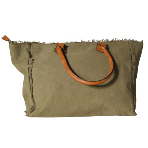 TORBA TOREBKA DAMSKA SHOPPER 45x38 cm Khaki Włochy